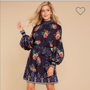 Black floral long sleeve dress. NWT.